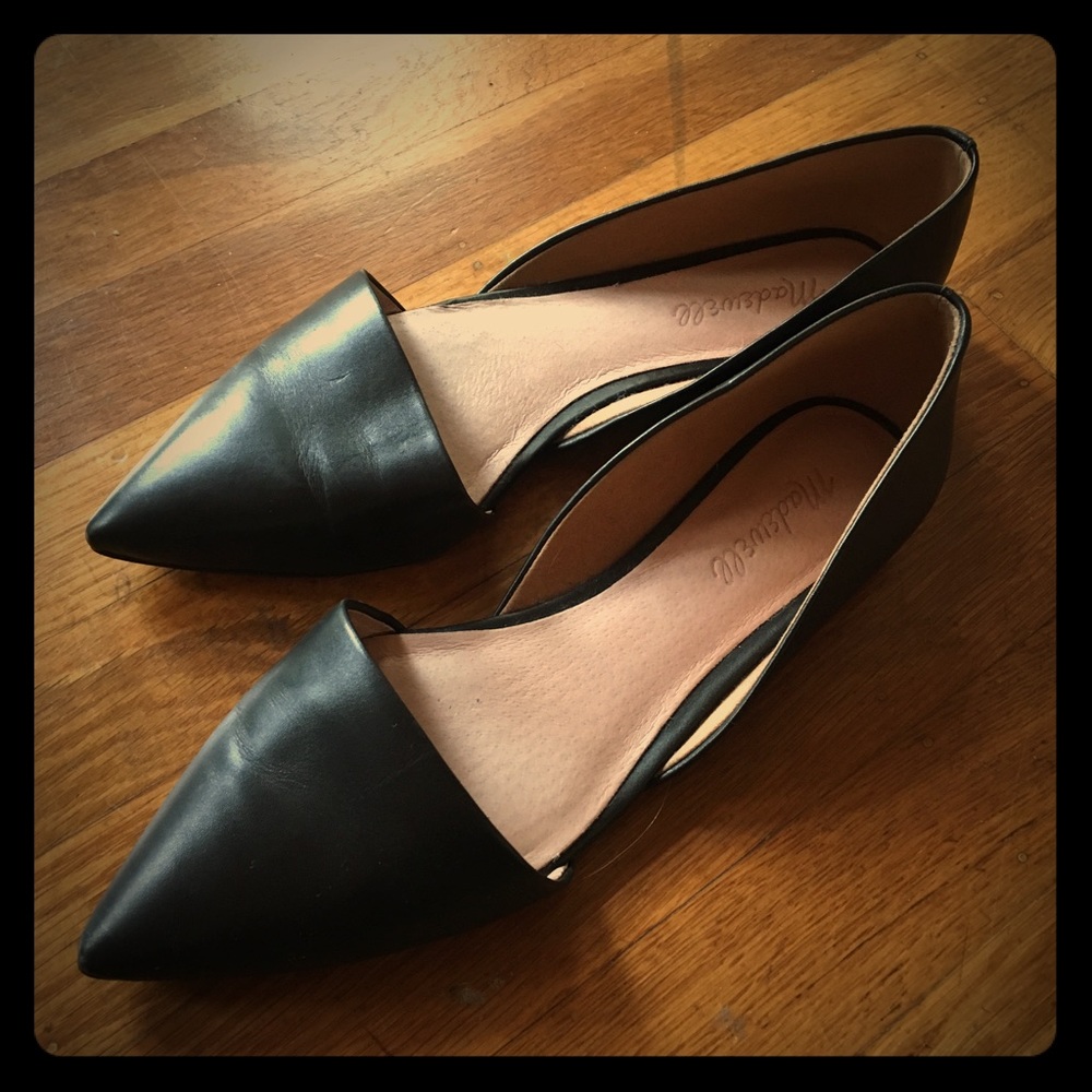 Madewell Lydia D’Orsay Flats - Black Leather, 7.5
